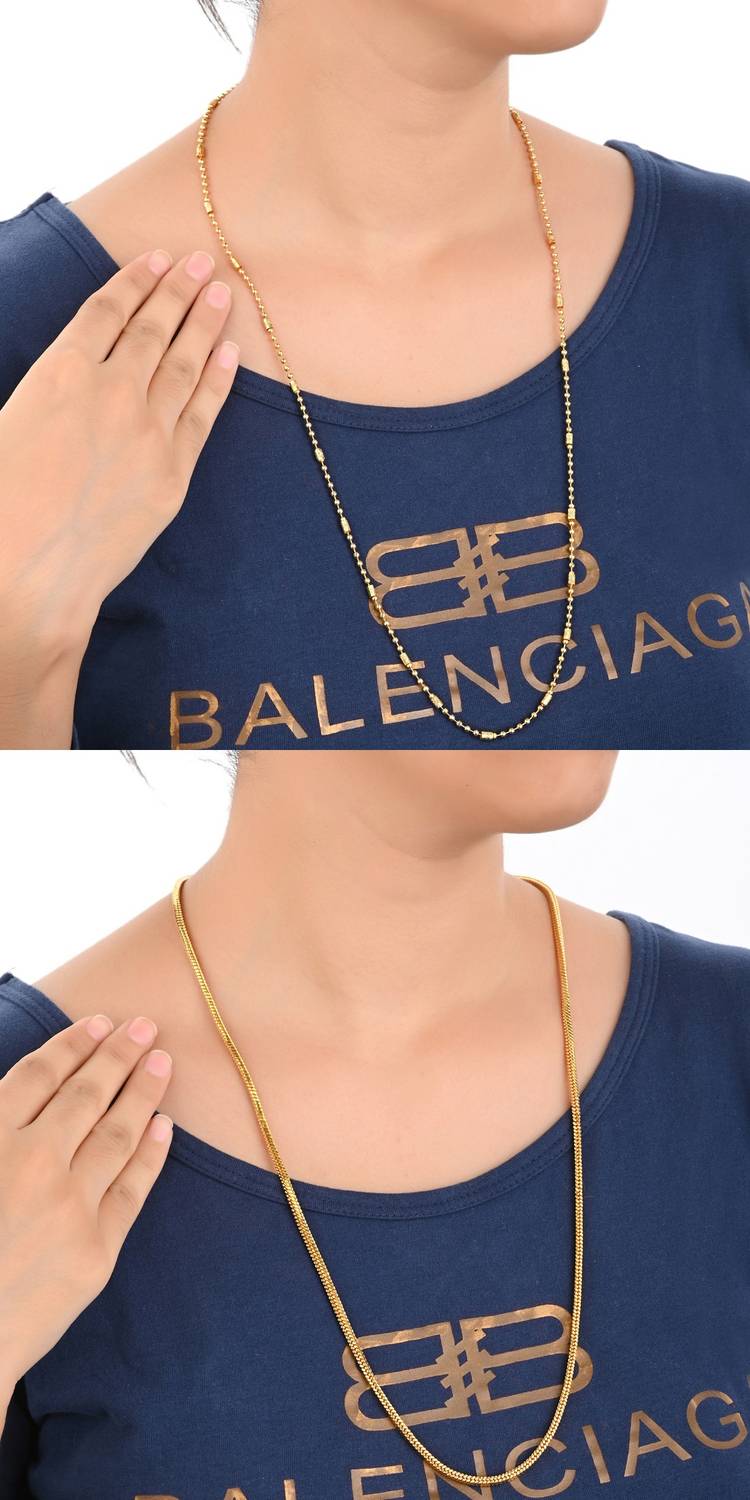 AanyaCentric 28inches Long Trendy Fancy Latest Design Neck Chain Combo Pack for Men Women Gold-plated Plated Brass Chain
