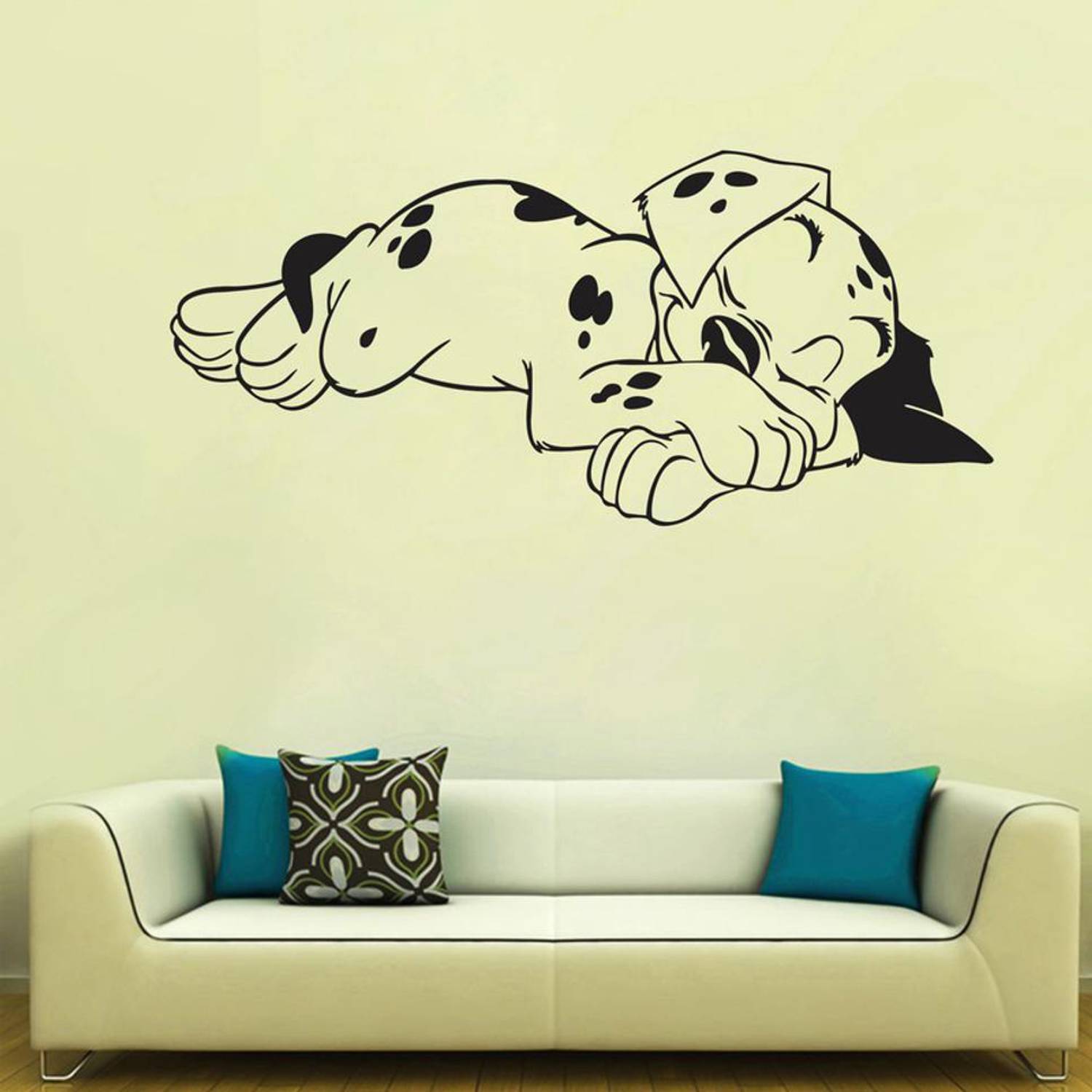 Ainan Decor 66 cm Sleeping Dog Wall Sticker (PVC Vinyl, 66 cm x 21 cm, Black) Self Adhesive Sticker