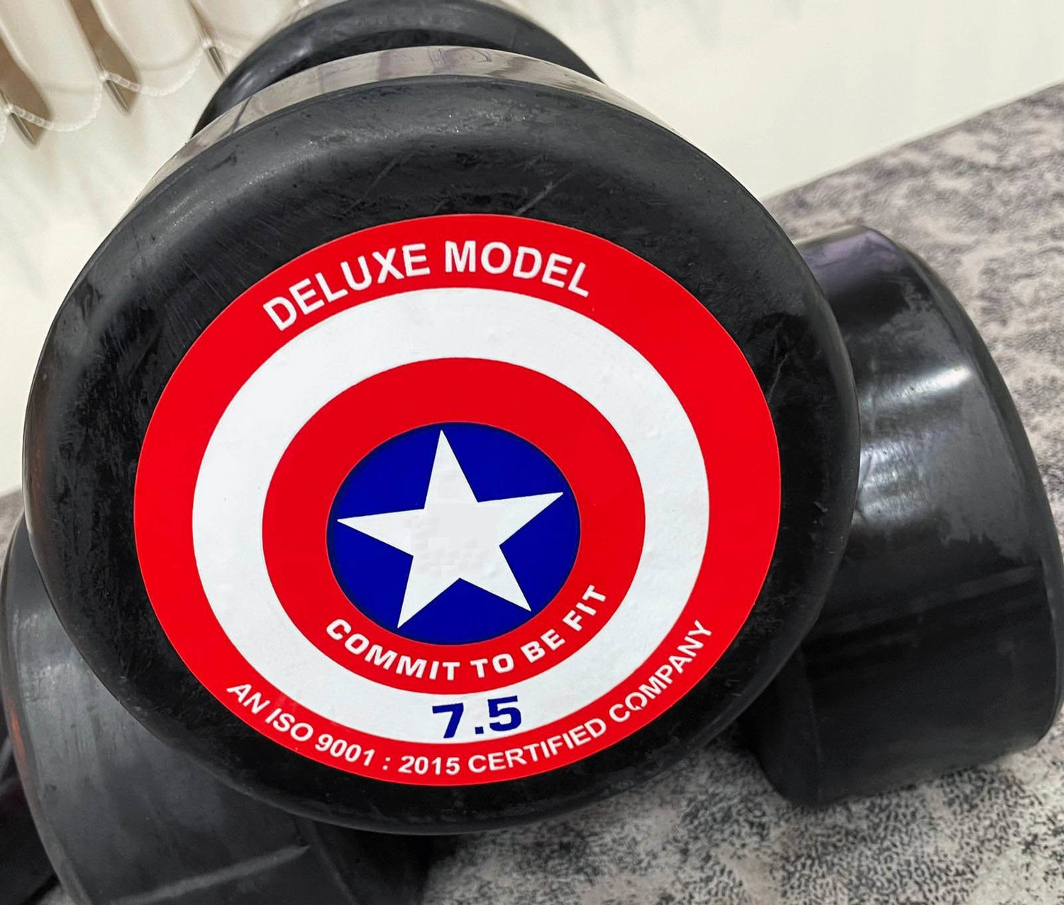 Image of YMD 7.5Kg X 2 Pcs Exclusive Quality Captain America Rubber Dumbbell Fixed Weight Dumbbell