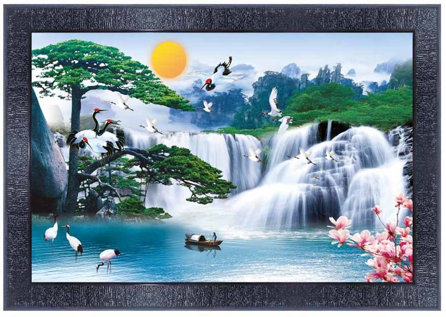 pnf Poster And Frame Vastu Waterfall Scenery Wooden Photo Frame