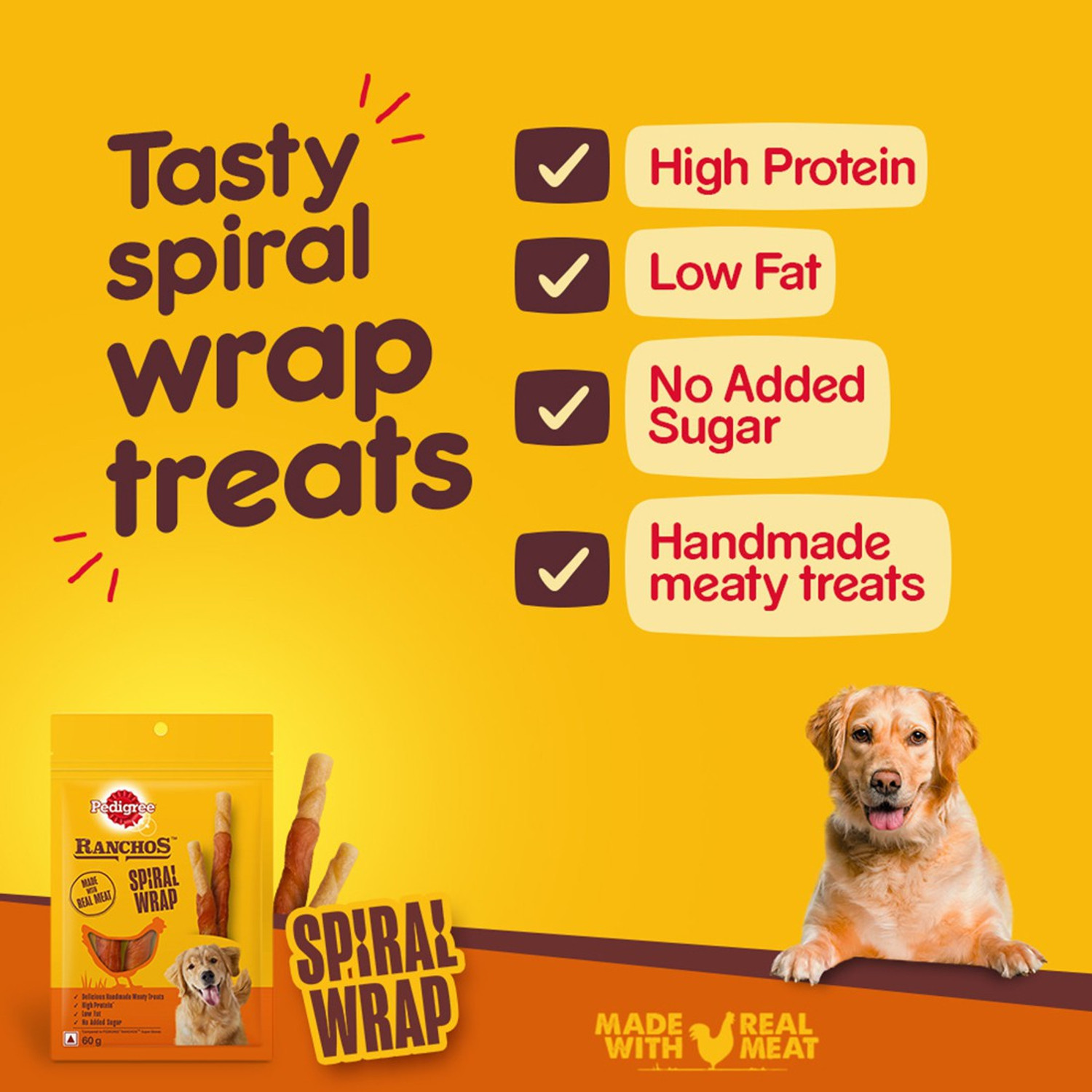 Image of PEDIGREE Ranchos Spiral Wrap and Smoky Flavor Chicken Dog Treat
