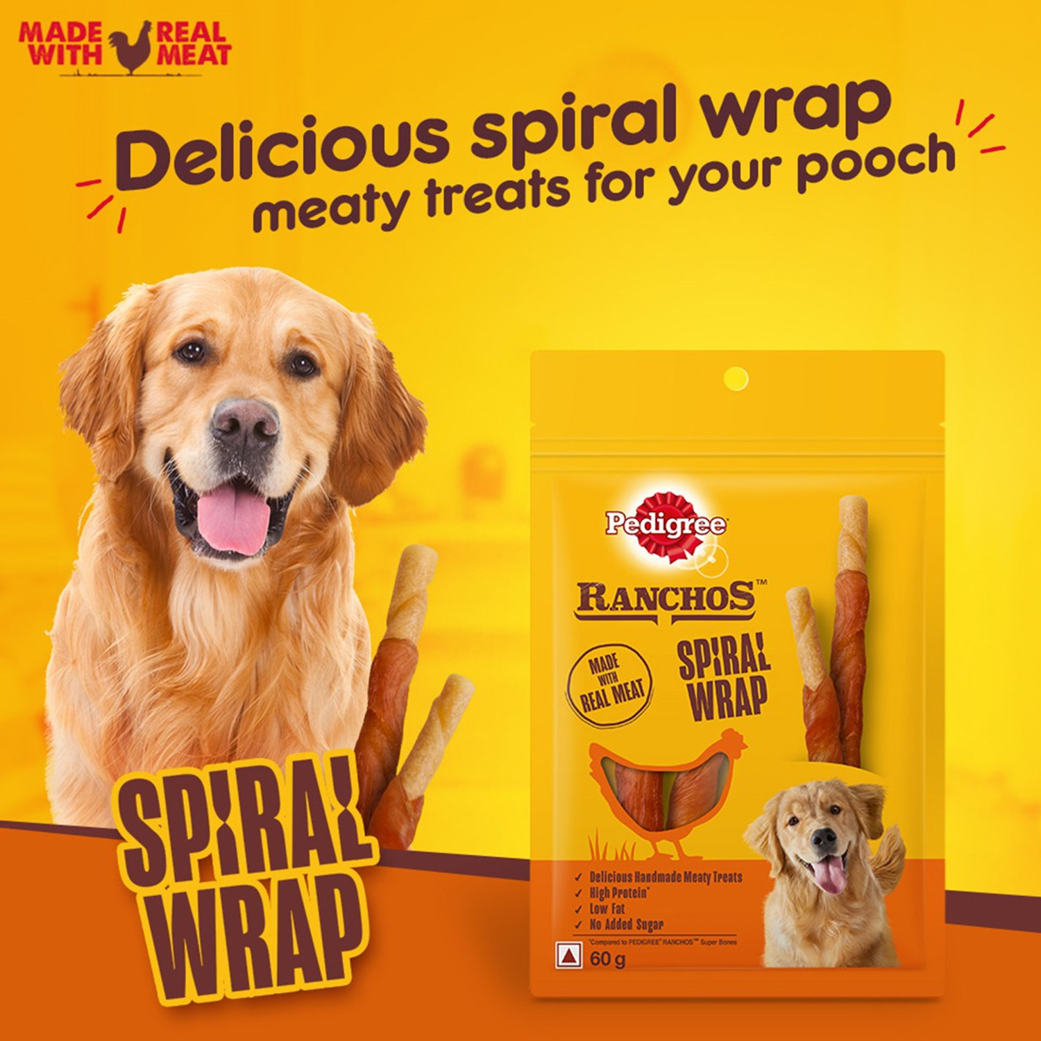 Image of PEDIGREE Ranchos Spiral Wrap and Smoky Flavor Chicken Dog Treat
