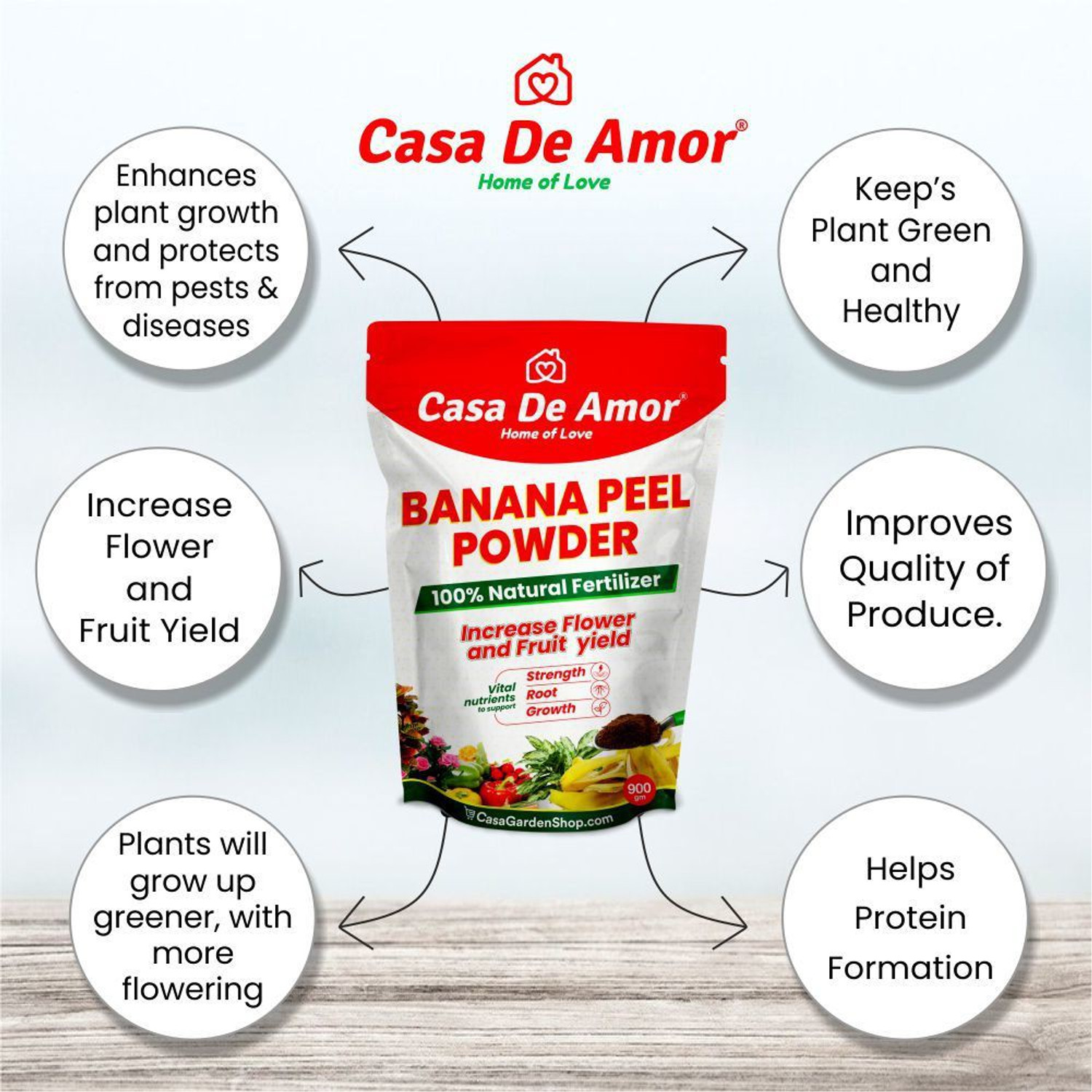 Image of Casa De Amor Banana Peel Powder Fertilizer for Plants Natural Bloom Booster 900 gm ( 2 Pack) Fertilizer, Potting Mixture