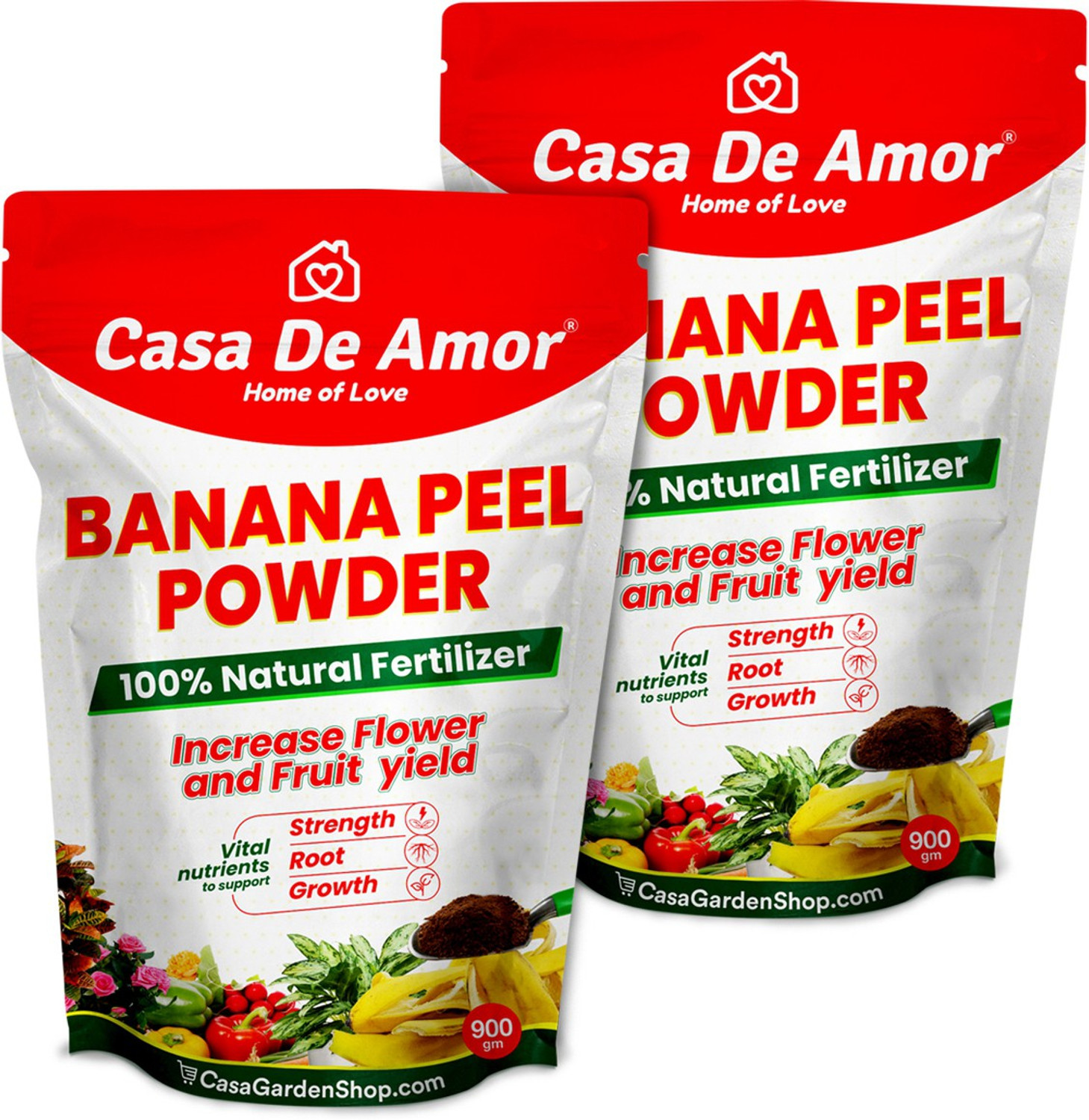 Image of Casa De Amor Banana Peel Powder Fertilizer for Plants Natural Bloom Booster 900 gm ( 2 Pack) Fertilizer, Potting Mixture