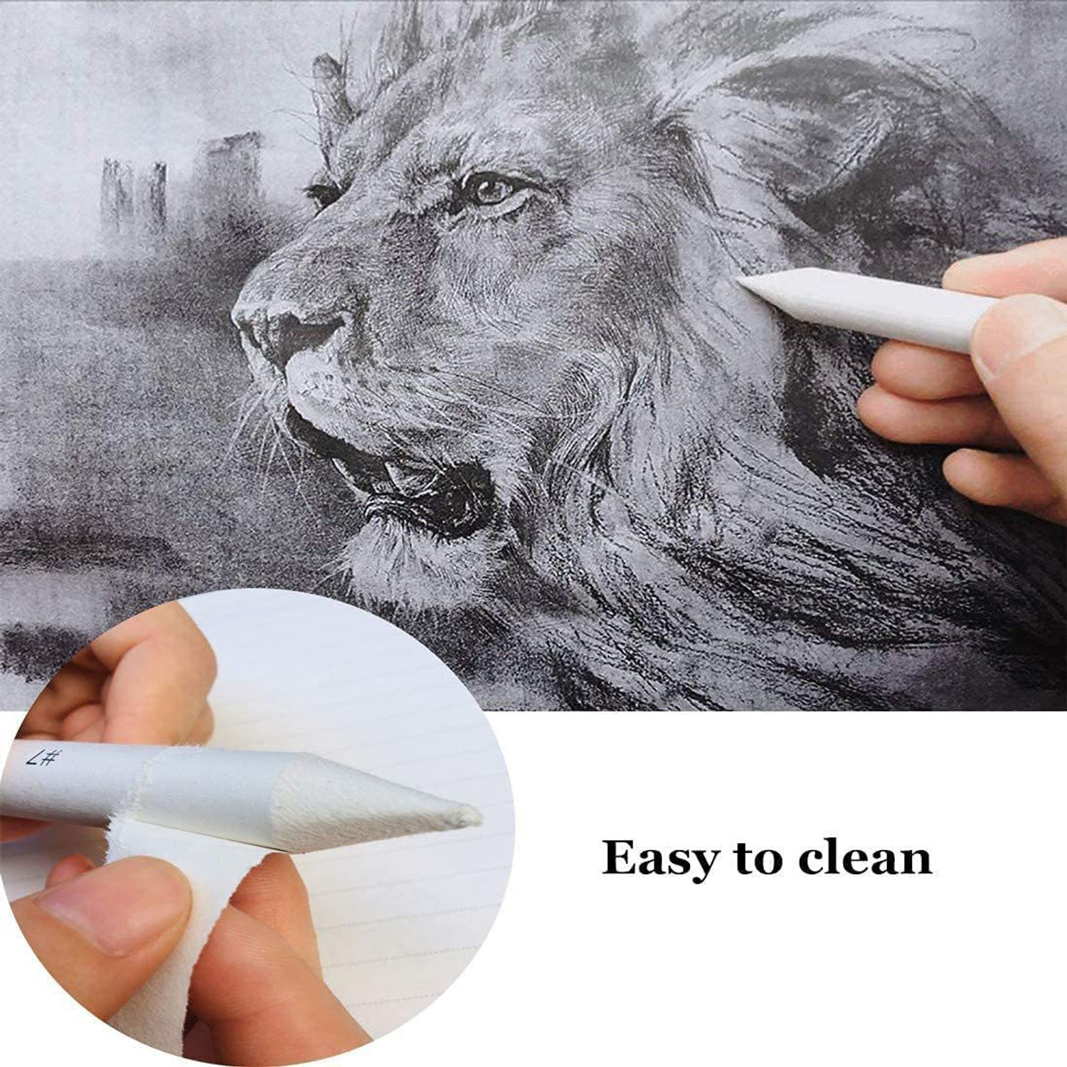 Image of Craftacious Artline Love-Art Sketch Pencil, 6Pc Blending /Smudging Stump, Eraser & SandPaper