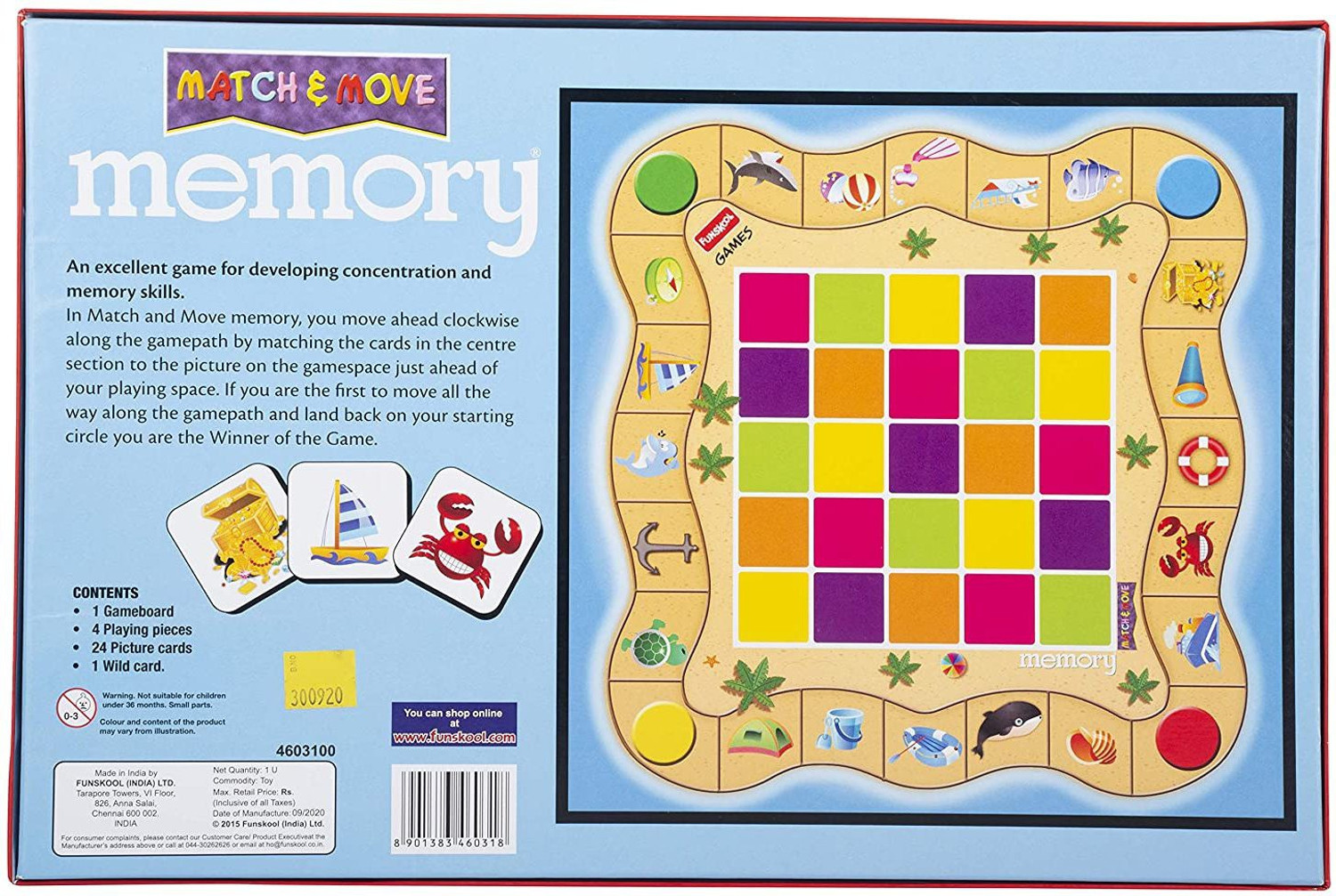 Image of FUNSKOOL Match and Move Memory Board Game Educational Board Games