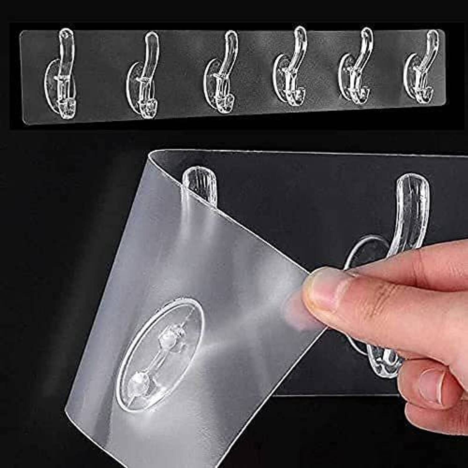 Akshar collection Self Adhesive No Drills Wall Strong Sticky Towel Hanger Hook Hook Rail 6 Hook Rail 6