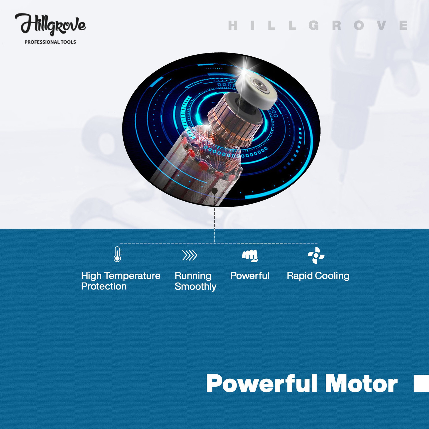 Image of Hillgrove HGPD2M2 All Purpose 500W Drill Machine with 5 Drill Bits for Making Holes in Metal /Wood /Concrete with Reverse Rotaion and Variable Speed Pistol Grip Drill (10 mm Chuck Size)