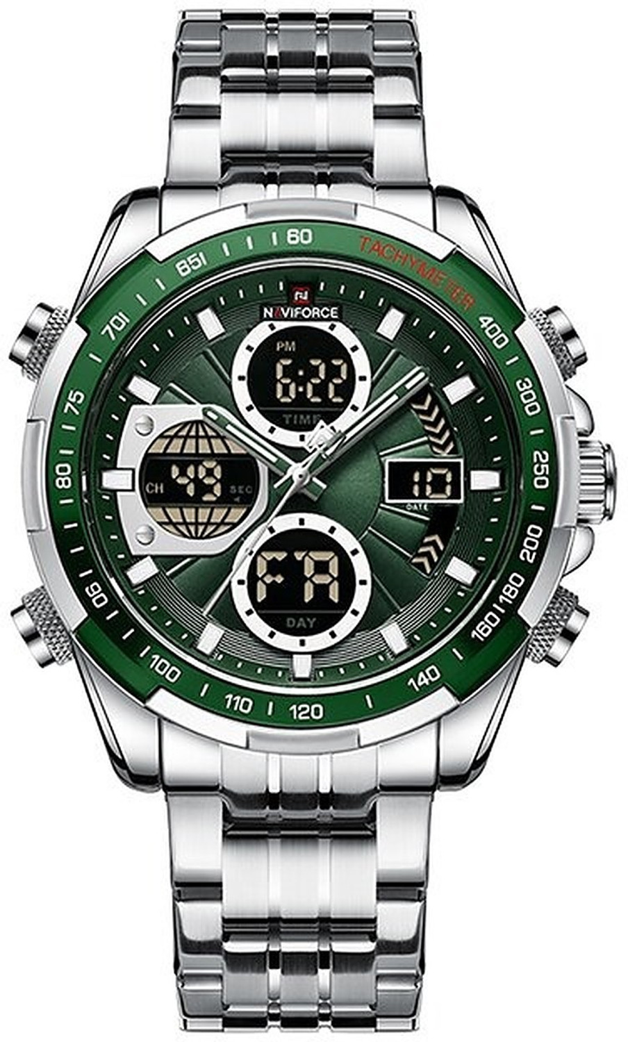 Image of NAVIFORCE NF9197-GREEN Luxury Men's Fashion Sport Quartz Analog Digital LED Military Waterproof Wrist Analog-Digital Watch - For Men