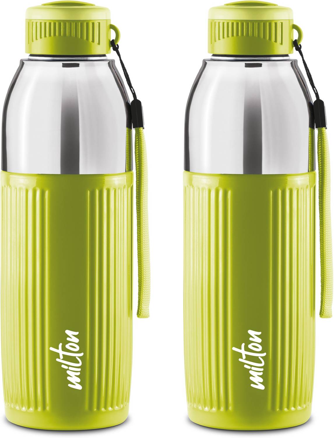MILTON Kool Glossy 600 Insulated Inner Pet Water Bottle, Set of 2, Light Green 570 ml Plastic Bottle