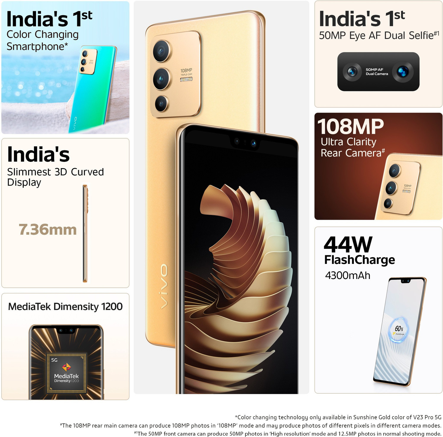 Image of vivo V23 Pro 5G (Sunshine Gold, 256 GB)
