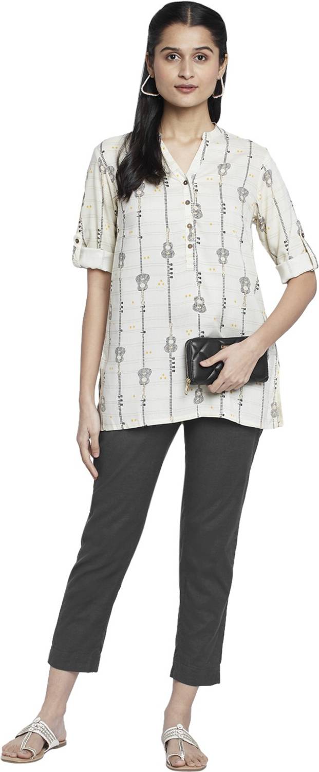 Akkriti by Pantaloons Casual Printed Women White Top