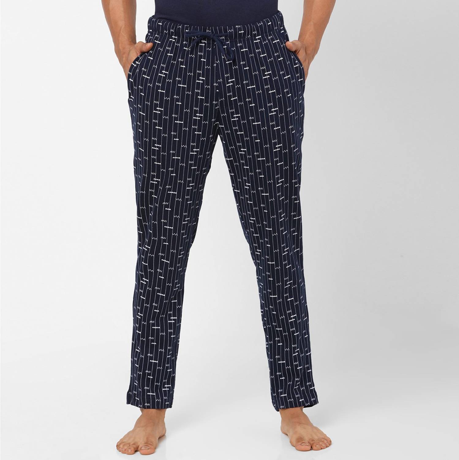 Ajile By Pantaloons Printed Men Dark Blue Track Pants