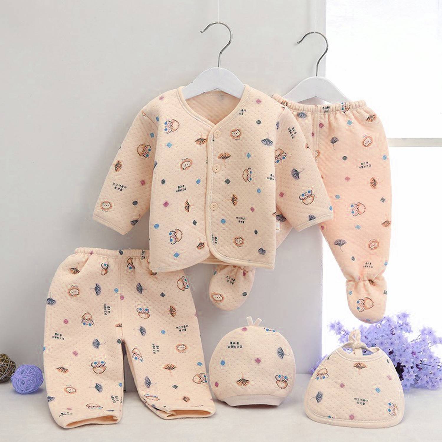 BABY LOOKS New Born Baby Winter Clothes 5Pcs Sets Cotton Baby Boys Girls Unisex 0-4 Months