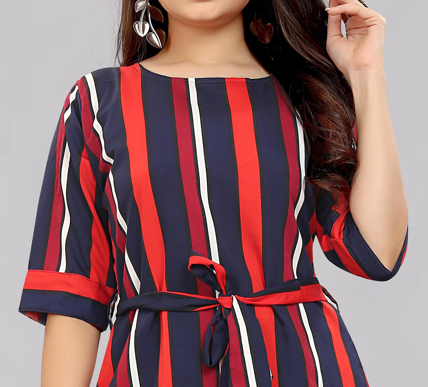 Image of tanvi creation Women Fit and Flare Red Knee Length Dress