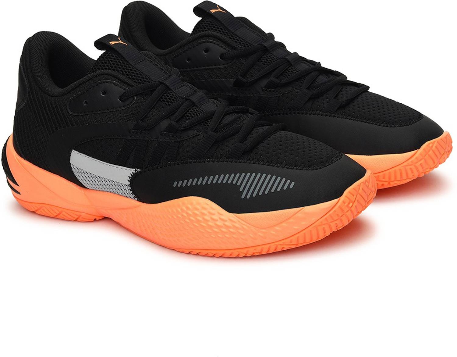 Puma Court Rider Basketball Black and Neon Citrus Orange Athletic Running Shoes Puma Court Rider Pop Basketball Shoes (Puma Black/Orange  main image 4
