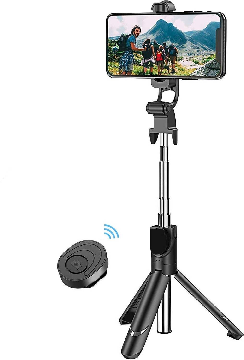 PULTO Travel Bluetooth Selfie Stick Tripod Stand With Wireless Remote Photo Shutter Single Gimbal for Mobile