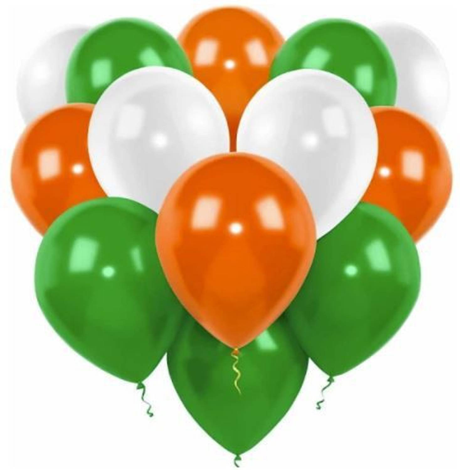 Blisskart Solid Pack of 120 (ORANGE+ GREEN + WHITE) Balloons for Republic Day Decoration Balloon