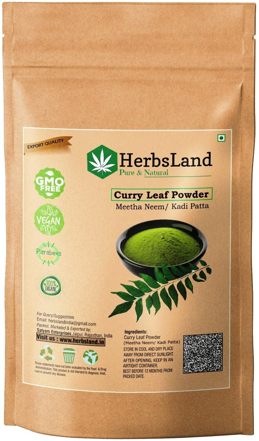Image of HerbsLand Curry Leaf | Kadi Patta | Meetha Neem powder -100gm