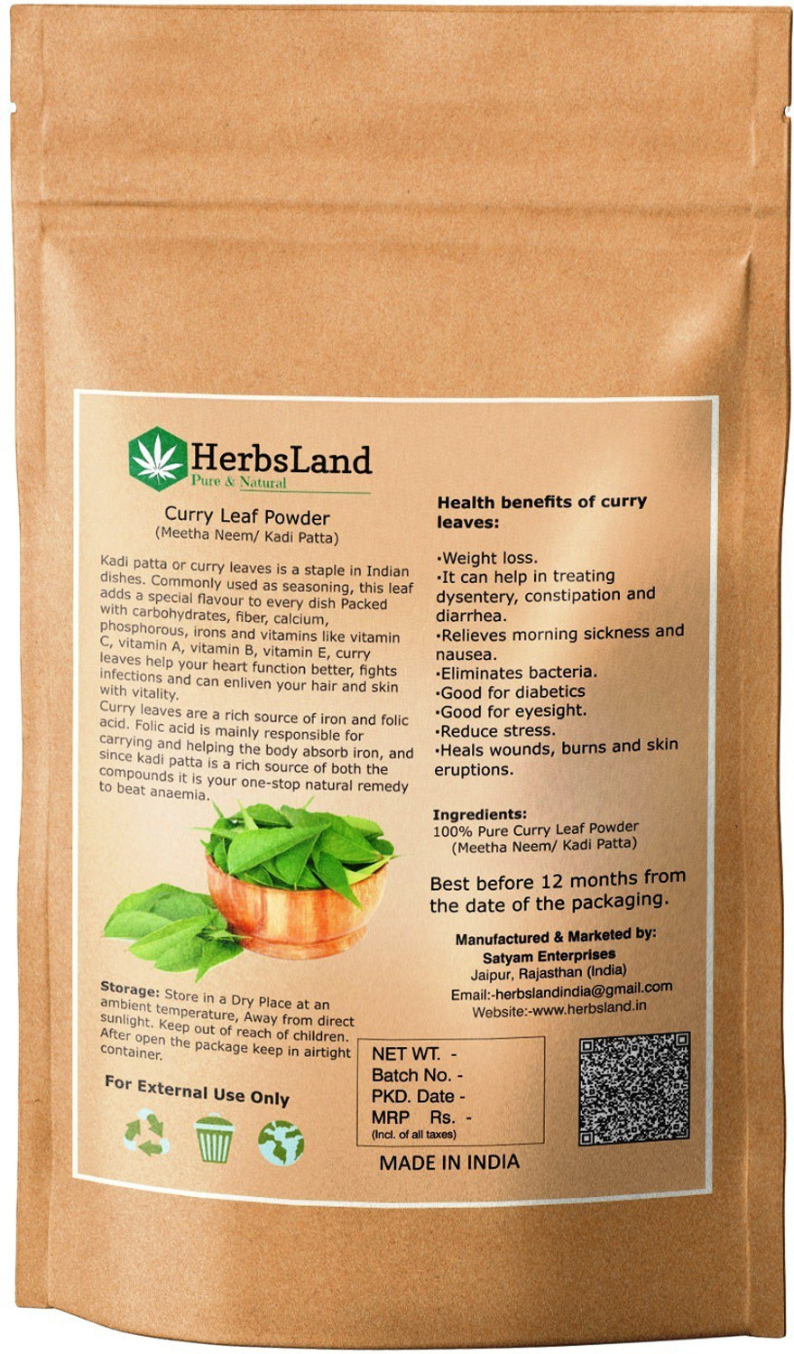 Image of HerbsLand Curry Leaf | Kadi Patta | Meetha Neem powder -100gm