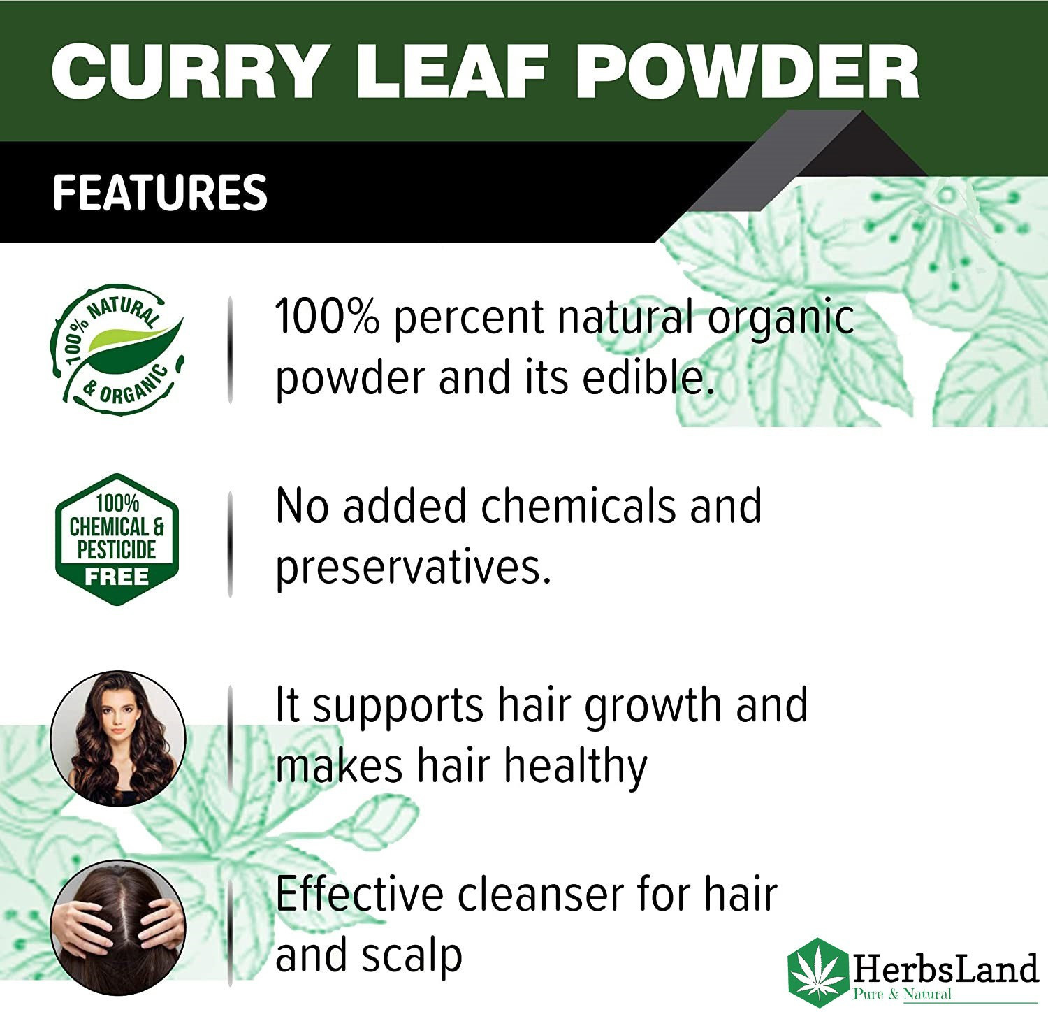 Image of HerbsLand Curry Leaf | Kadi Patta | Meetha Neem powder -100gm