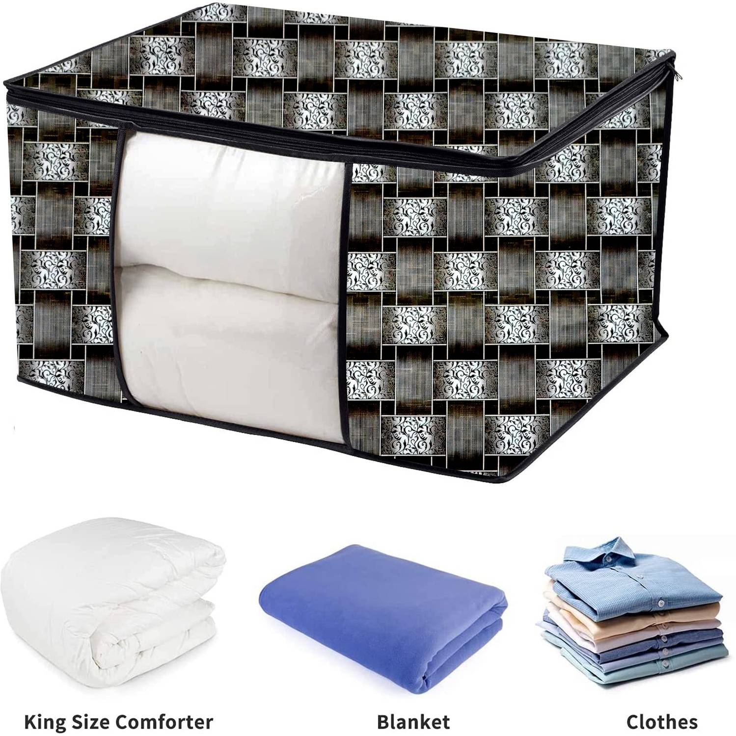 AAVYA UNIQUE FASHION Storage Bag /combal Bag Cover 1 Presents 1 Layered PVC Water ,Dust & proof Large Saree Cover/ Garment Cove / Dr62 B-kit (W21H8D14)