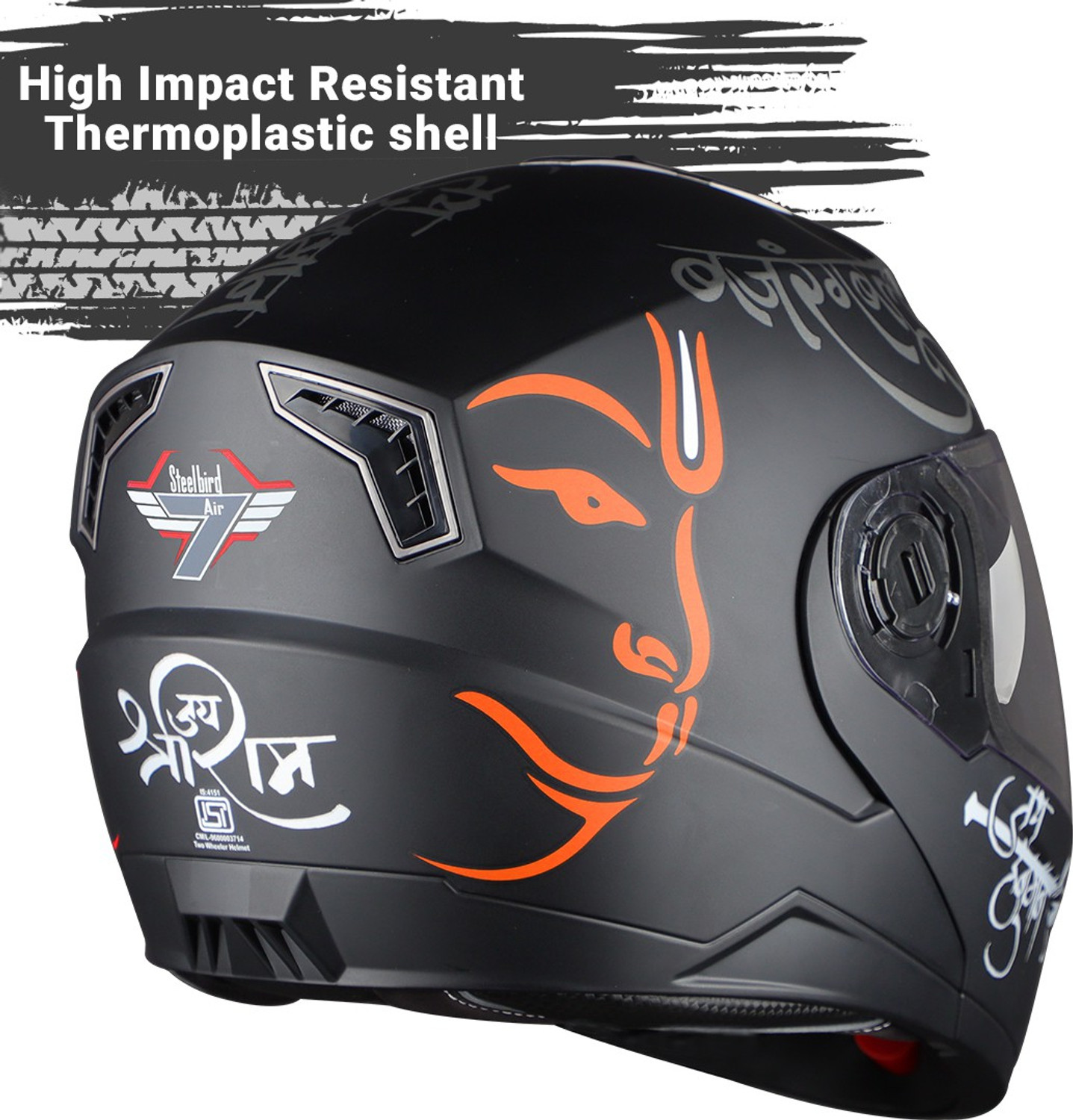 Image of Steelbird SBA-7 Mahavir ISI Certified Flip-Up Helmet for Men and Women with Sun shield Motorbike Helmet
