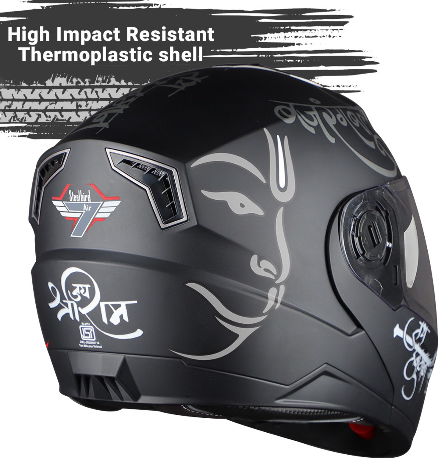 Image of Steelbird SBA-7 Mahavir ISI Certified Flip-Up Helmet for Men and Women with Sun shield Motorbike Helmet