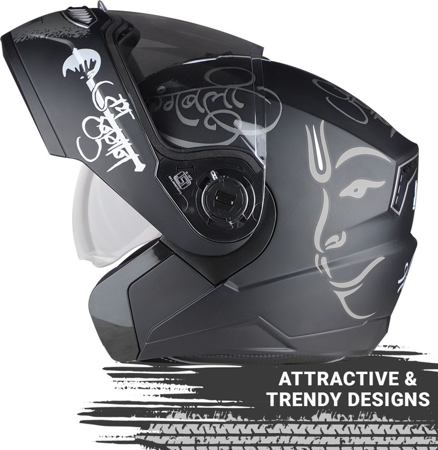 Image of Steelbird SBA-7 Mahavir ISI Certified Flip-Up Helmet for Men and Women with Sun shield Motorbike Helmet