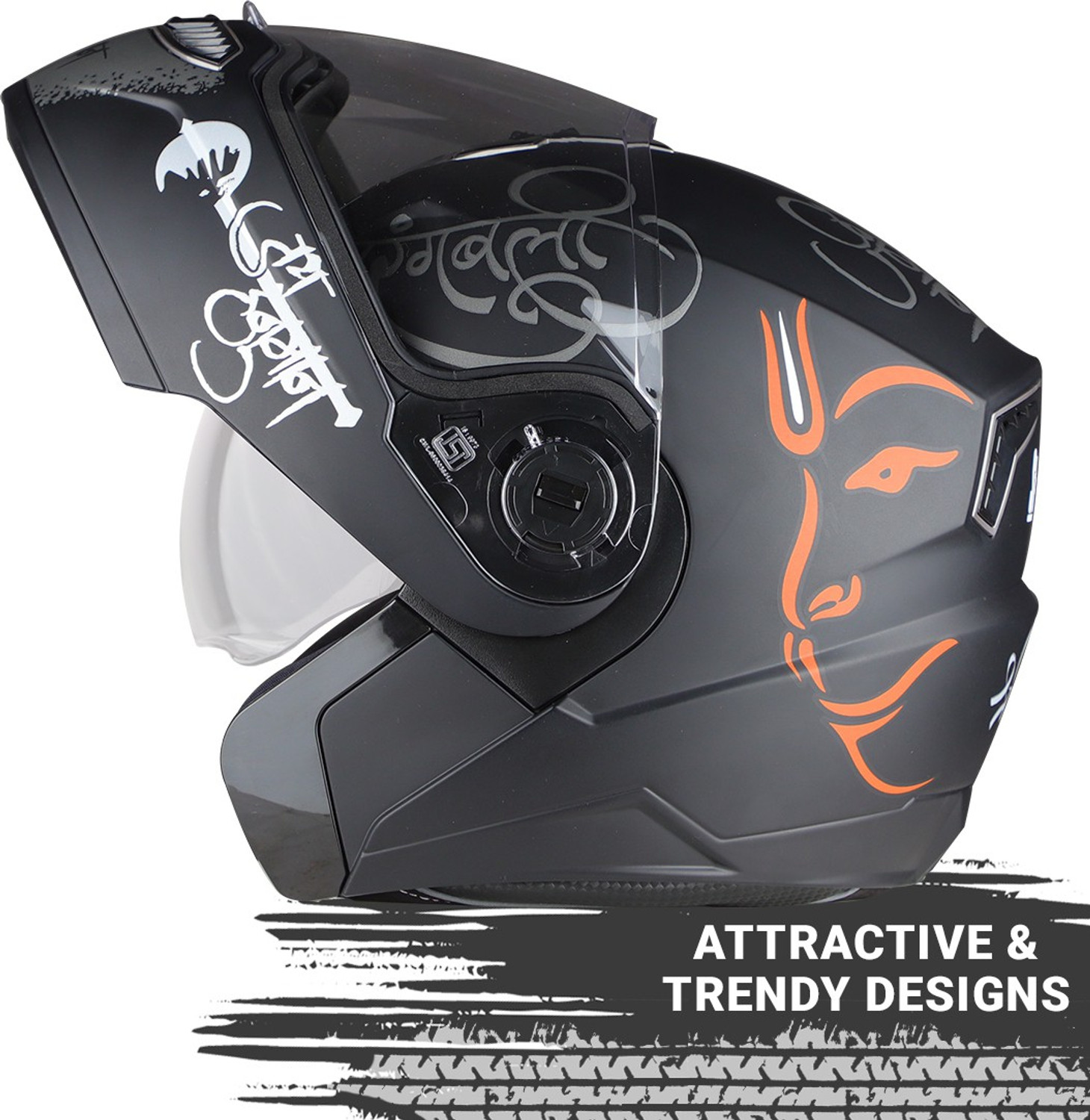 Image of Steelbird SBA-7 Mahavir ISI Certified Flip-Up Helmet for Men and Women with Sun shield Motorbike Helmet