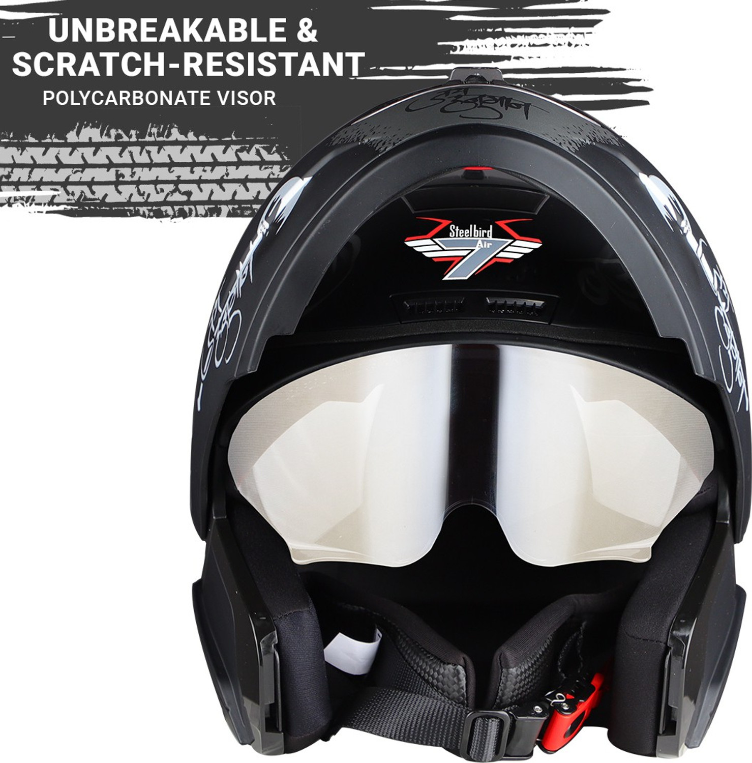 Image of Steelbird SBA-7 Mahavir ISI Certified Flip-Up Helmet for Men and Women with Sun shield Motorbike Helmet