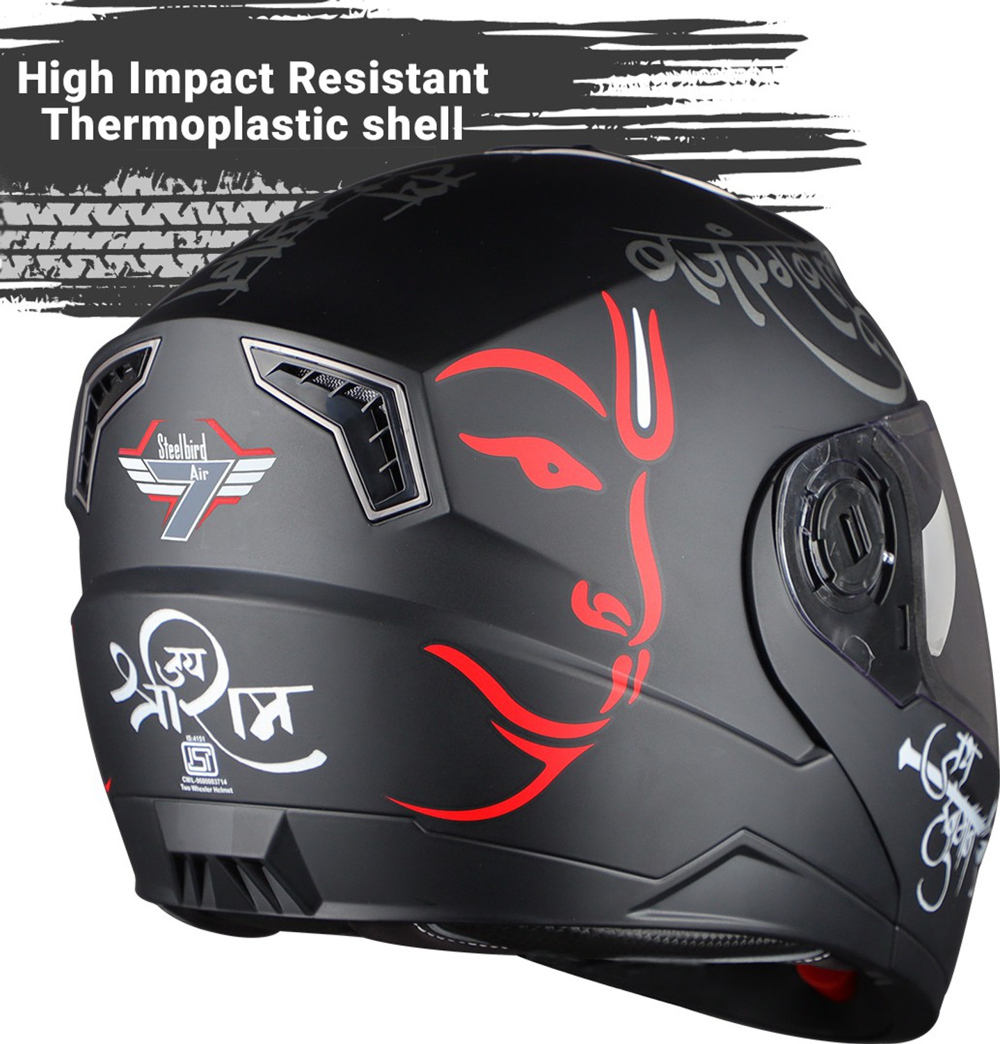 Image of Steelbird SA-7 Mahavir ISI Certified Flip-Up Helmet for Men and Women with Sun shield Motorbike Helmet