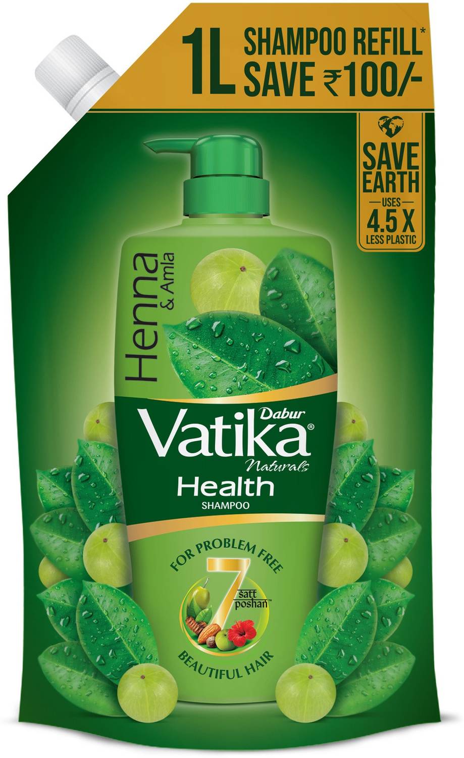 DABUR VATIKA Health Shampoo Refill Pouch | With 7 natural ingredients | Controls Frizz Rs. 215 - Flipkart