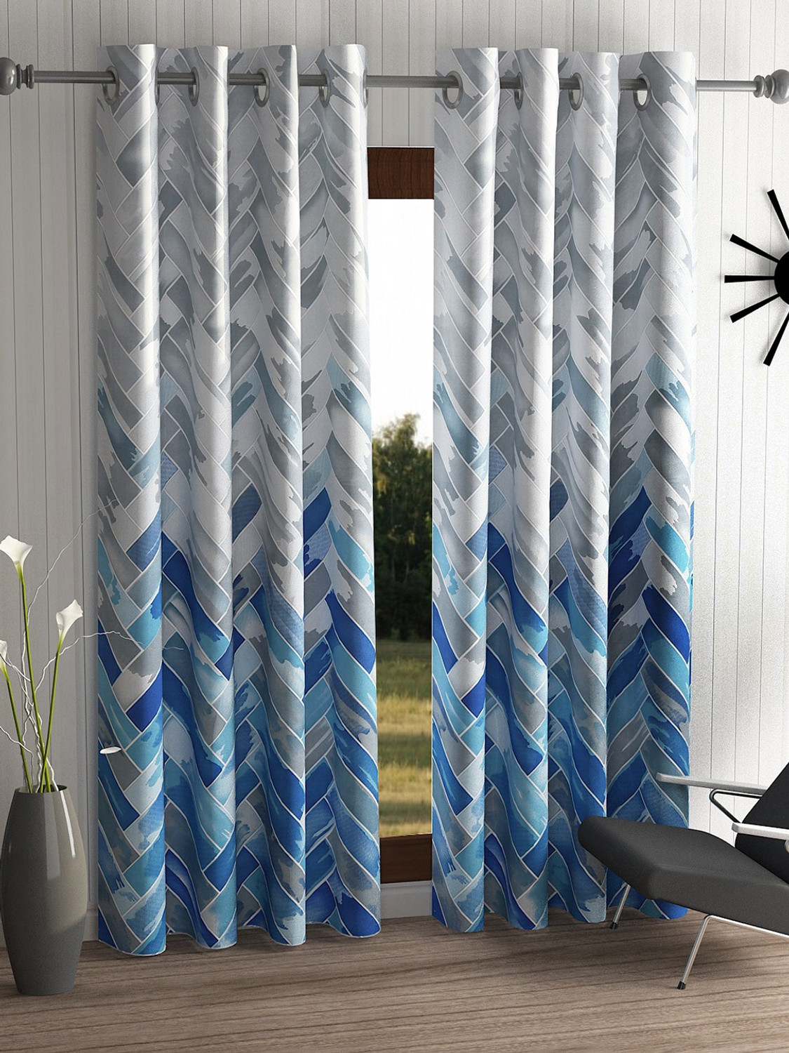 Image of Home Sizzler 244 cm (8 ft) Long Door Polyester Semi Transparent Curtain (Pack Of 2)