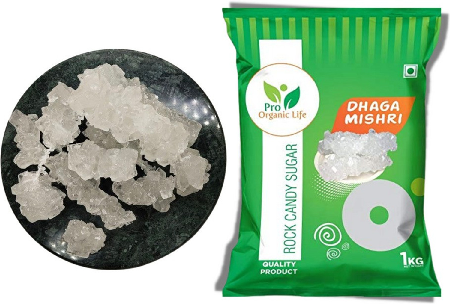 Image of PRO ORGANIC LIFE Dhaaga Mishri Thread Sugar Candy Crystal White Sugar 1 Sugar Diamond