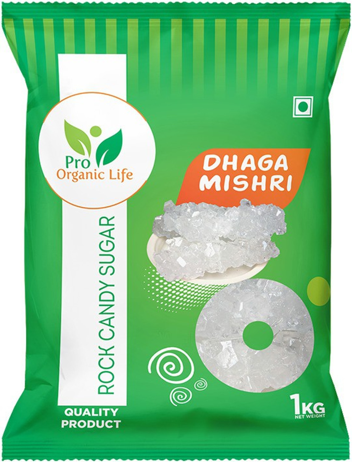 Image of PRO ORGANIC LIFE Dhaaga Mishri Thread Sugar Candy Crystal White Sugar 1 Sugar Diamond