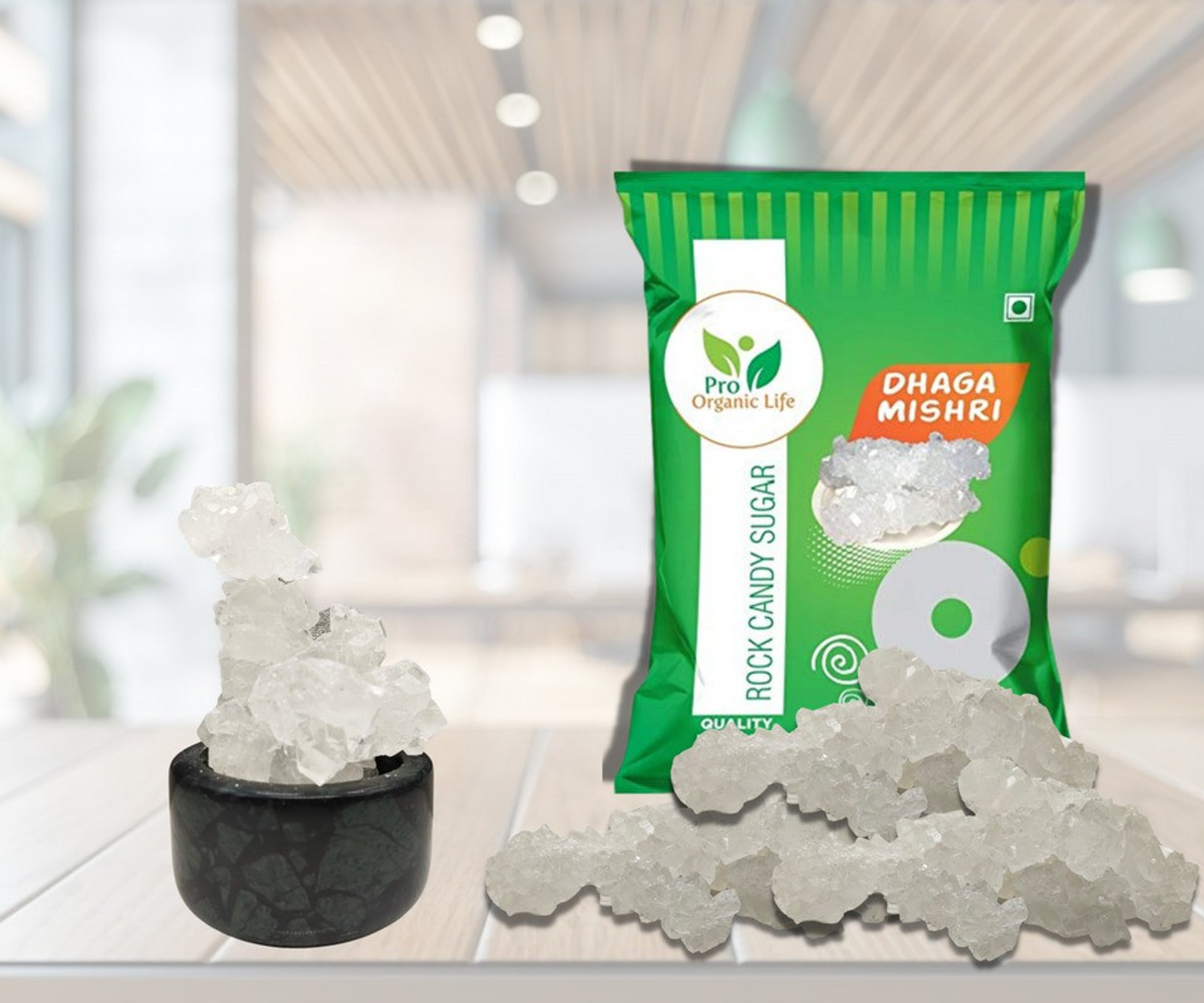 Image of PRO ORGANIC LIFE Dhaaga Mishri Thread Sugar Candy Crystal White Sugar 1 Sugar Diamond