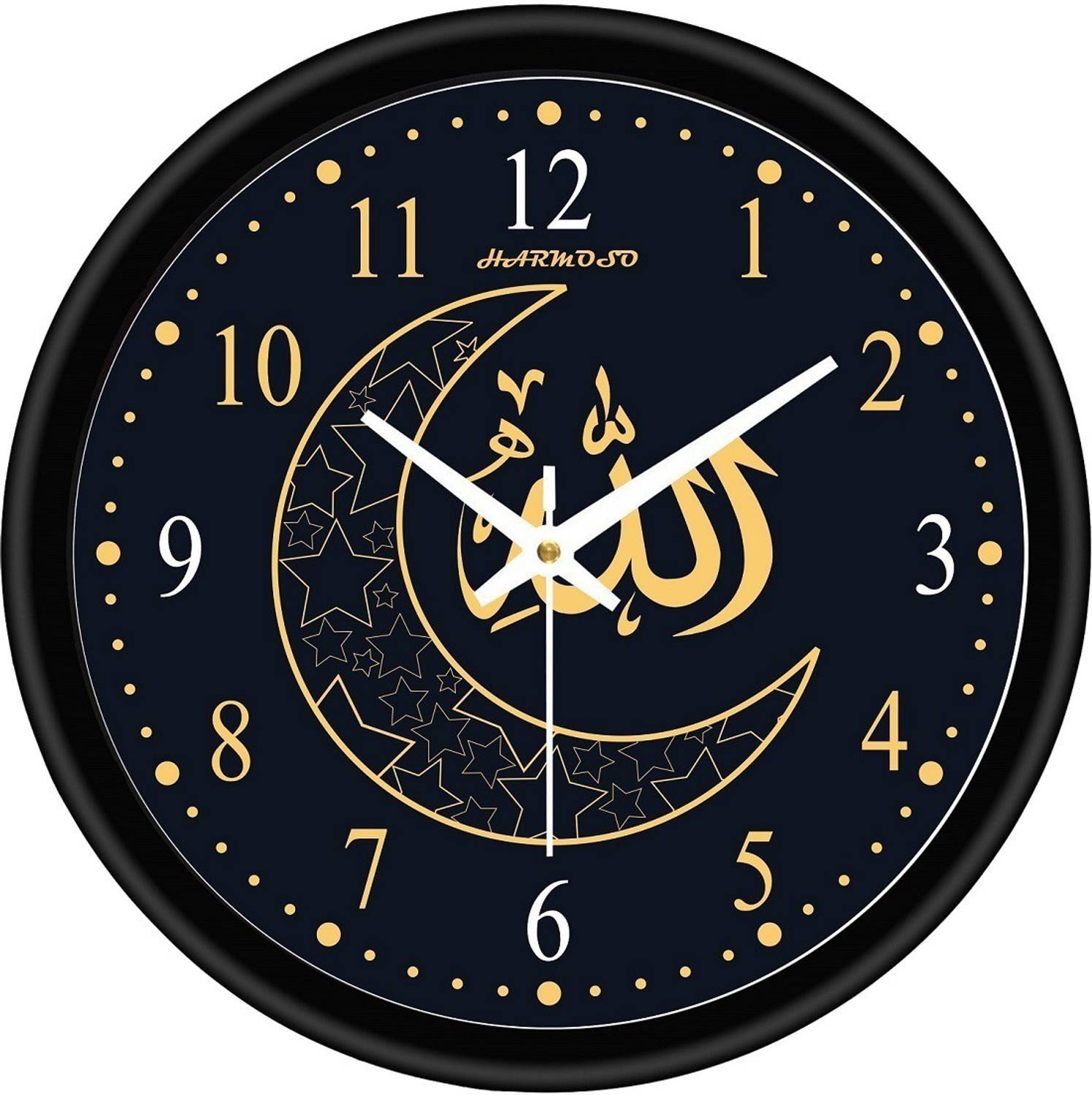 Harmoso Analog 25 cm X 25 cm Wall Clock (Black, With Glass, Stand
