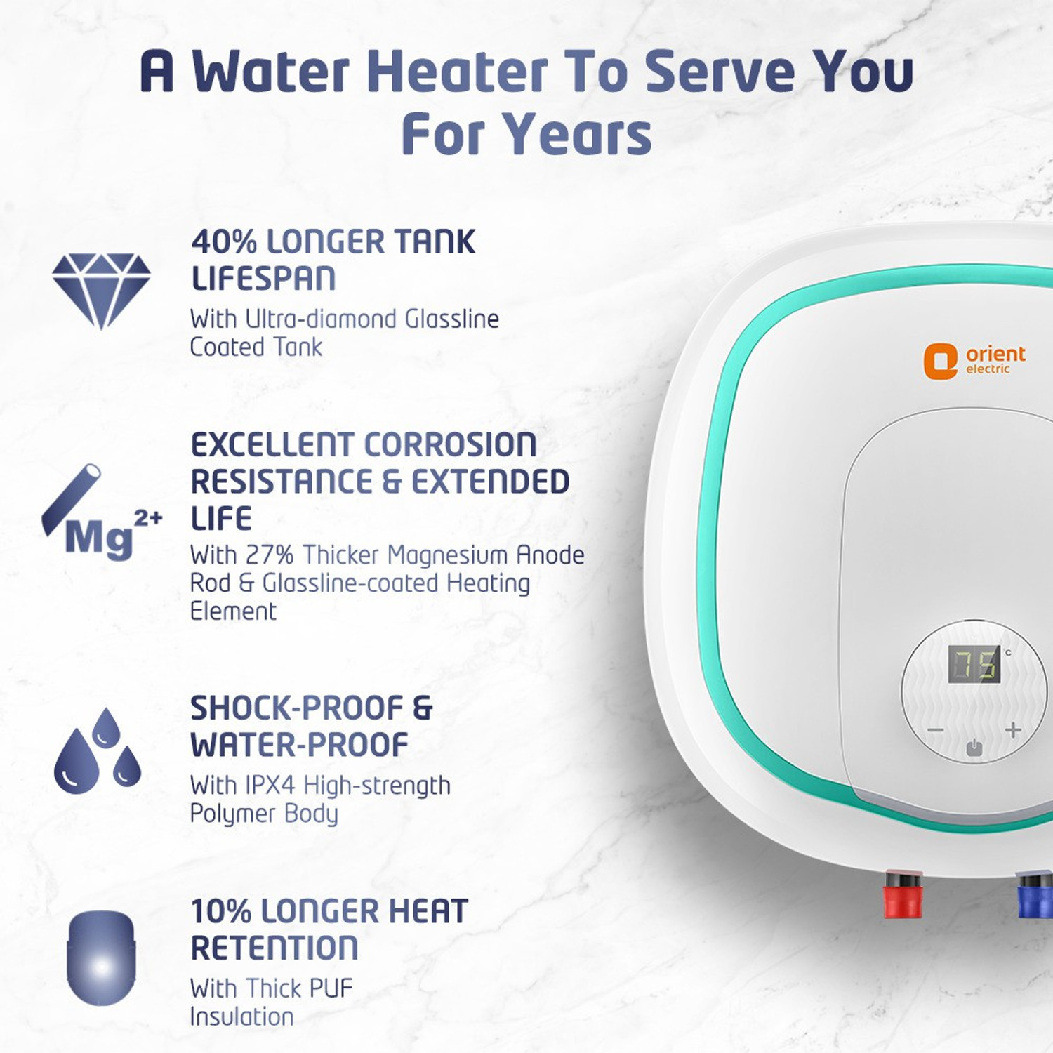 Image of Orient Electric SWAS15VPGI2-WH 15 L Storage Water Geyser