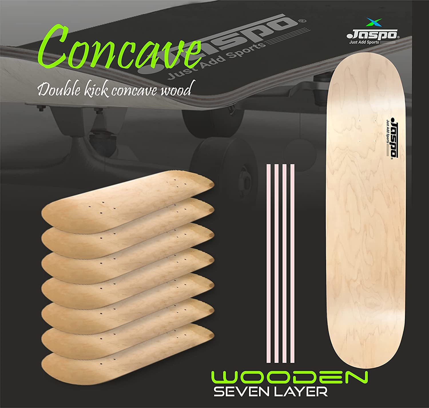 Image of Jaspo Big Bang 7 Layer Skateboard (31 inchX8 inch) (Suitable for Age Group Above 8 Years) 31 inch x 8 inch Skateboard