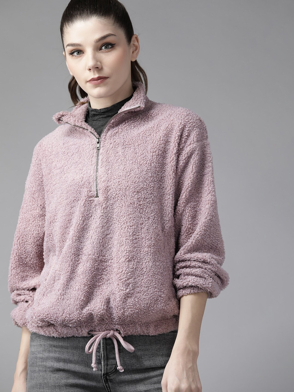 Image of Roadster Full Sleeve Self Design Women Sweatshirt