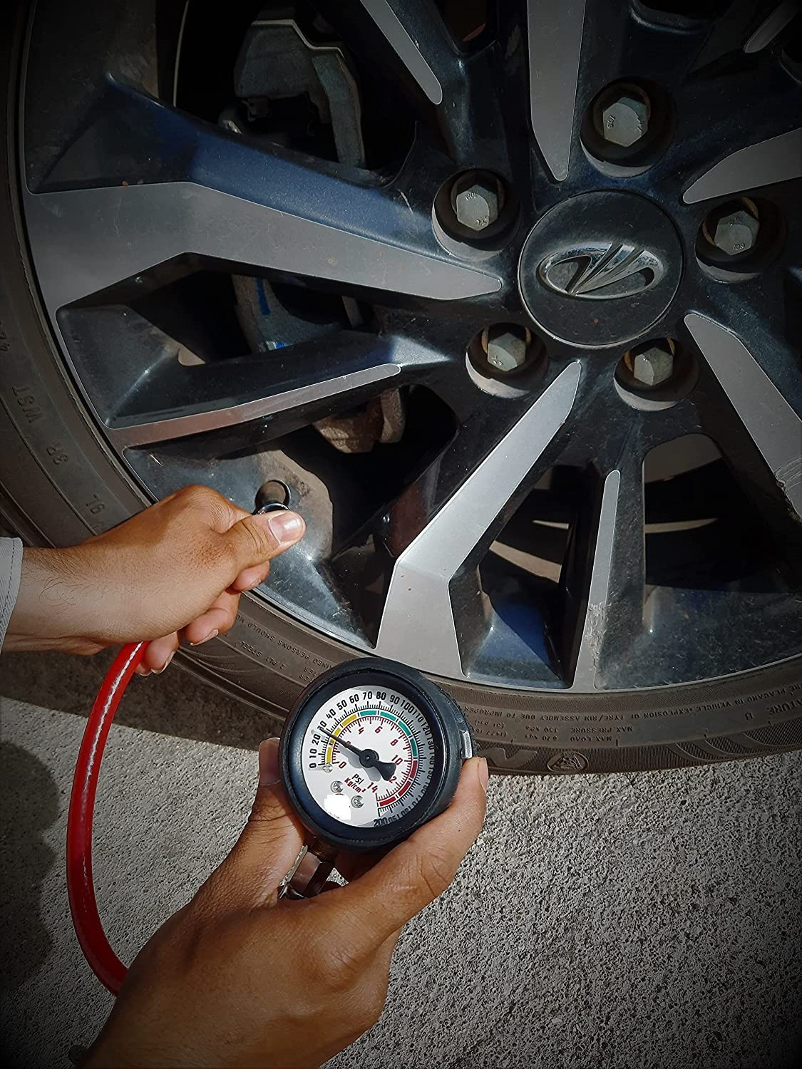 Image of Maacfly Analog Tire Pressure Gauge Analog Tire Pressure Gauge for Vehicles, Air check Meter with Rubber Hose 200PSI