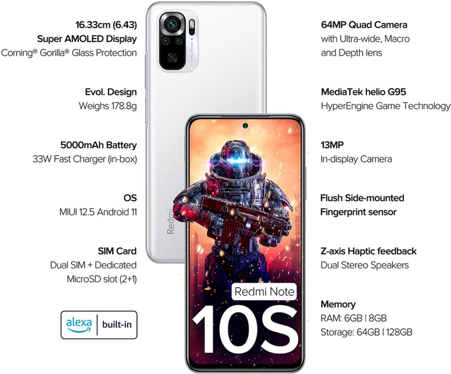 Redmi Note 10S 128GB Frost White - Image 2