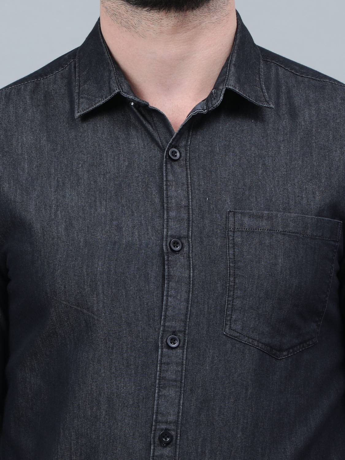 Regrowth Men Solid Casual Black Shirt - Image 5