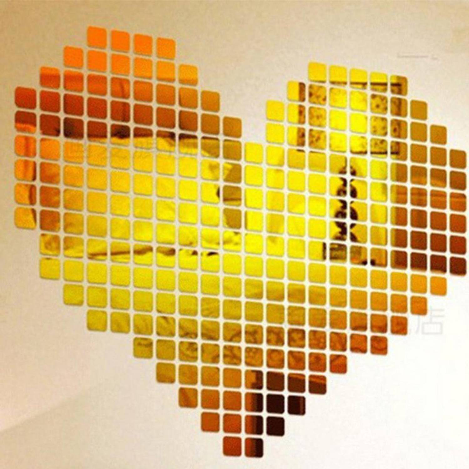 Bikri Kendra 151 cm Golden square 3D Mirror Wall Stickers Decorative Acrylic Stickers Self Adhesive Sticker