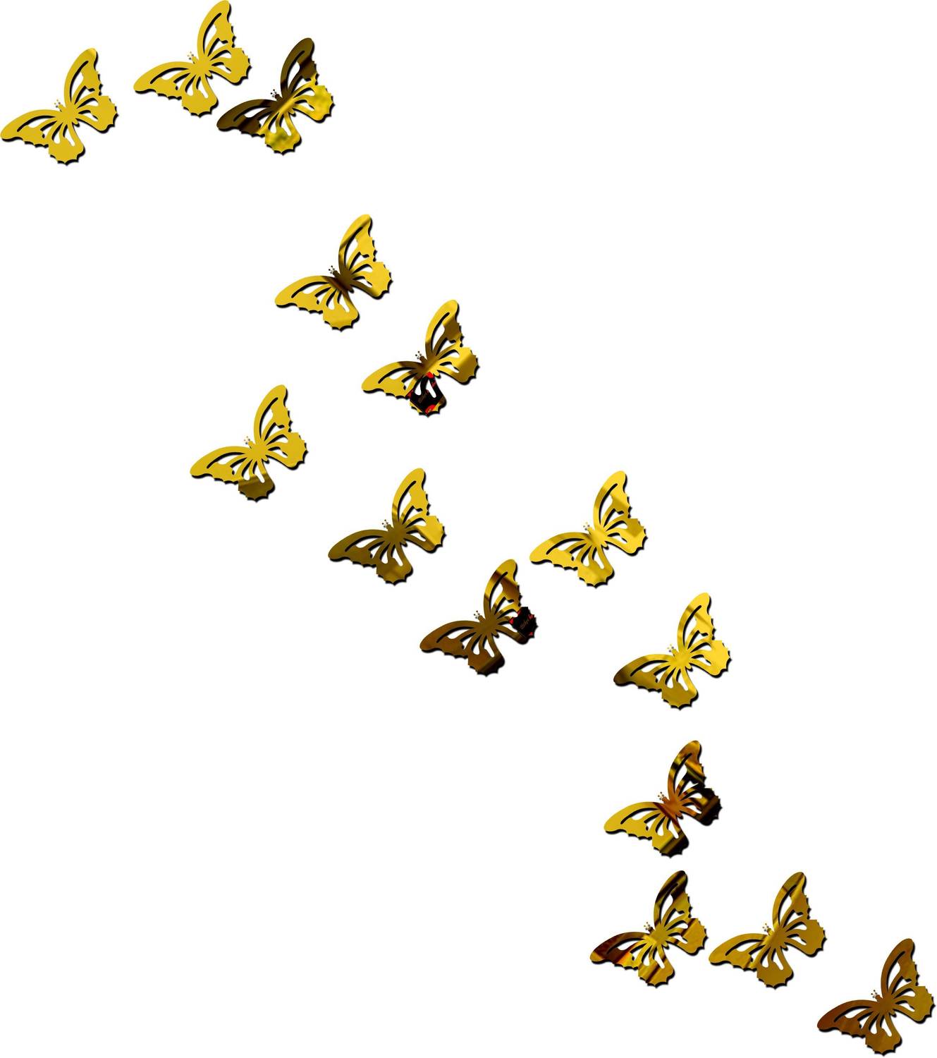 Bikri Kendra 150 cm 14 butterfly golden 3D acrylic mirror wall sticker Self Adhesive Sticker