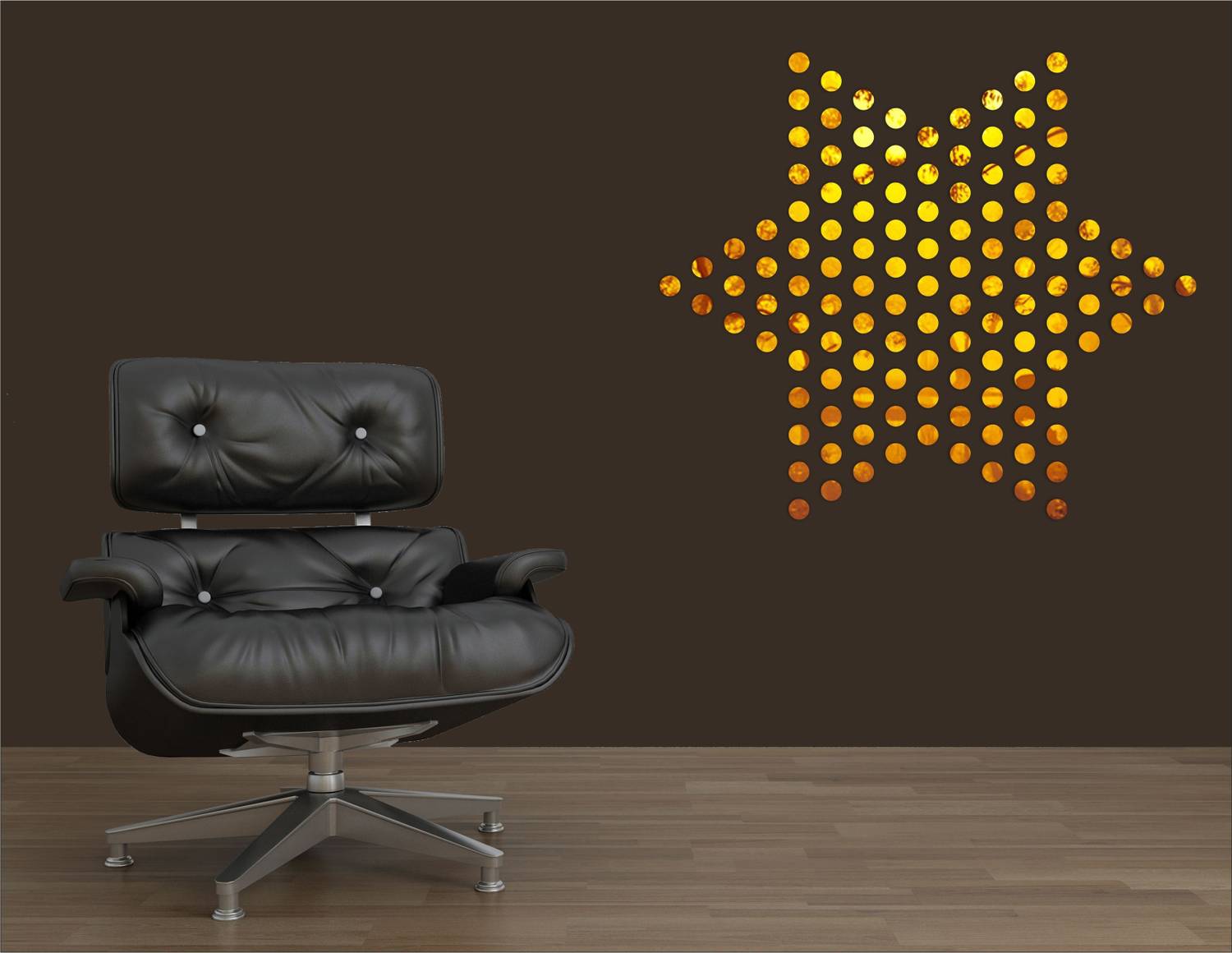 Bikri Kendra 151 cm dots golden 100 3D Mirror Wall Stickers Decorative Acrylic Stickers Self Adhesive Sticker