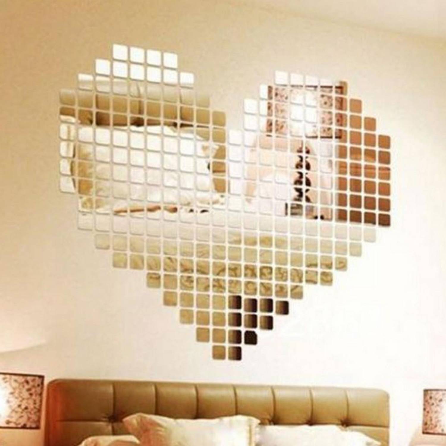 Bikri Kendra 151 cm 100 Square silver 3D Mirror Wall Stickers Decorative Acrylic Stickers Self Adhesive Sticker