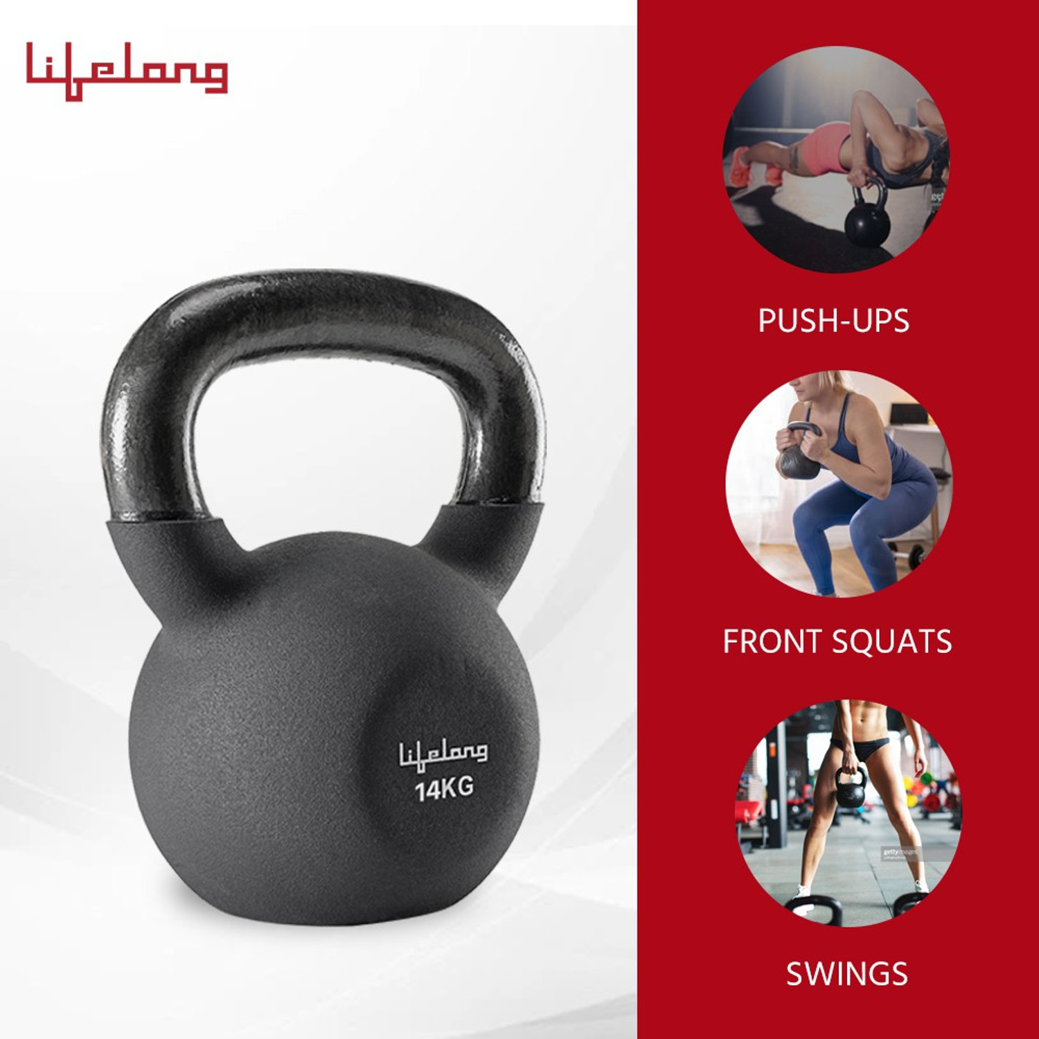 Image of Lifelong Neoprene Cast Iron Kettlebell (Pack of 1 ) Black Kettlebell