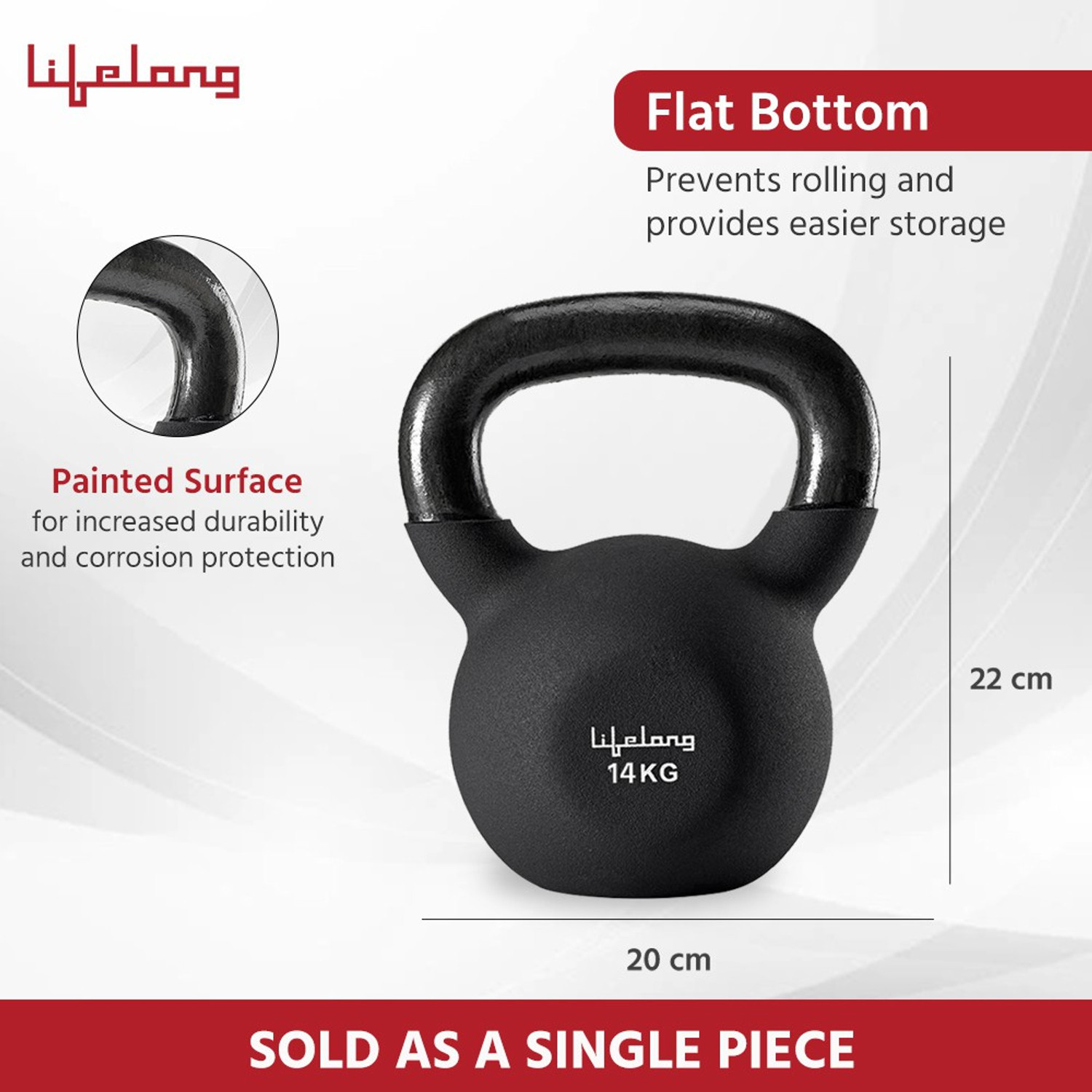 Image of Lifelong Neoprene Cast Iron Kettlebell (Pack of 1 ) Black Kettlebell